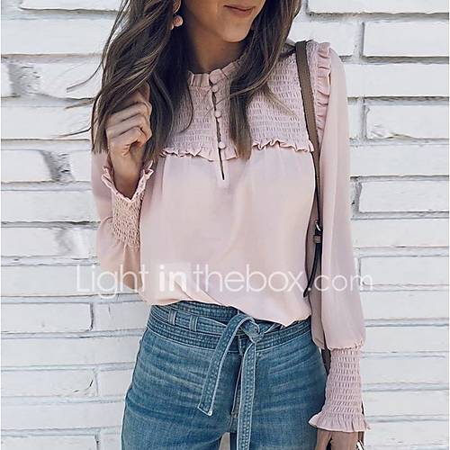 Dames Geplooid Set Effen Blozend Roze Xxxl huismerk kopen in de aanbieding