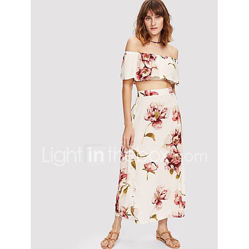 Dames Boho Set Rok Split Bloemen huismerk kopen in de aanbieding