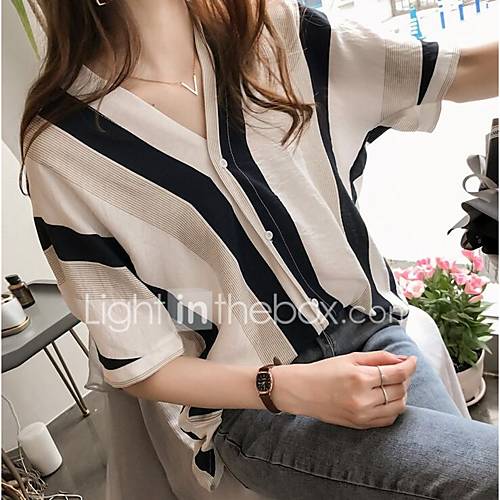 Dames Print Overhemd Gestreept Zwart Xxl huismerk kopen in de aanbieding