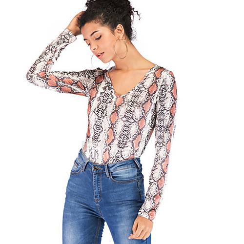 Dames Print T Shirt Geometrisch Dier Wit huismerk kopen in de aanbieding