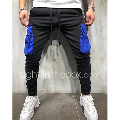 Heren Sportief Joggingbroeken Broek Gestreept Blauw huismerk kopen in de aanbieding