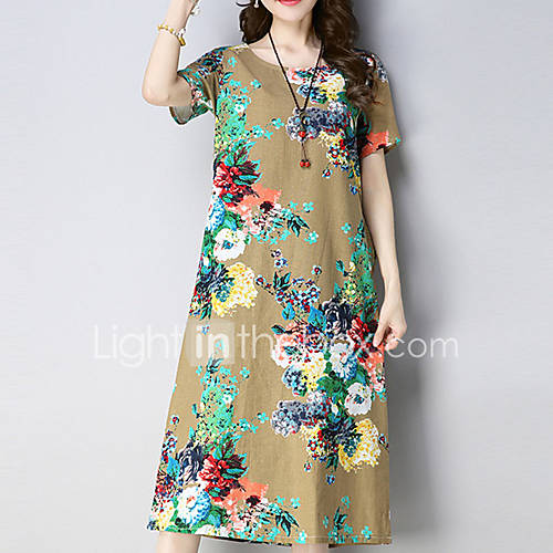 Dames Standaard Wijd Uitlopend Jurk Bloemen Midi huismerk kopen in de aanbieding