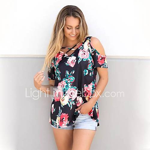 Dames Print T Shirt Bloemen huismerk kopen in de aanbieding