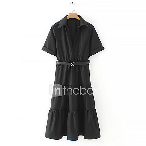 Midi Slim Damesoverhemd Hemd Kraag Zwart S M huismerk kopen in de aanbieding