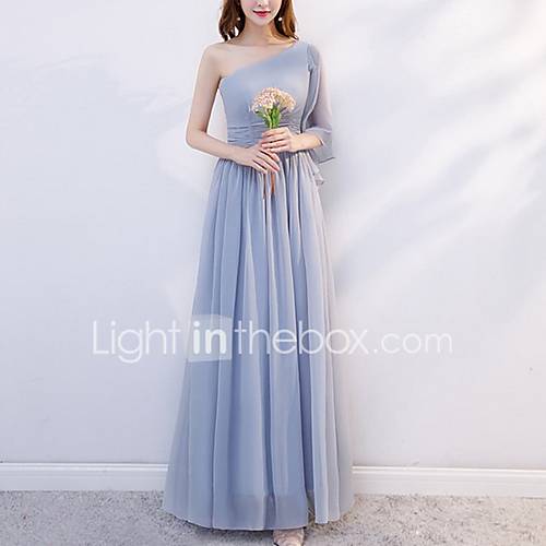 Maxi Swing Damesjurk Een Schouder Lichtblauw Blozend Roze S M L Xl huismerk kopen in de aanbieding