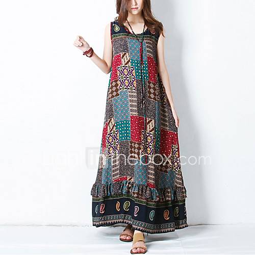 Dames Boho Recht Wijd Uitlopend Jurk Kleurenblok Maxi huismerk kopen in de aanbieding Dames Boho Recht Wijd Uitlopend Jurk Kleurenblok Maxi huismerk kopen in de aanbieding