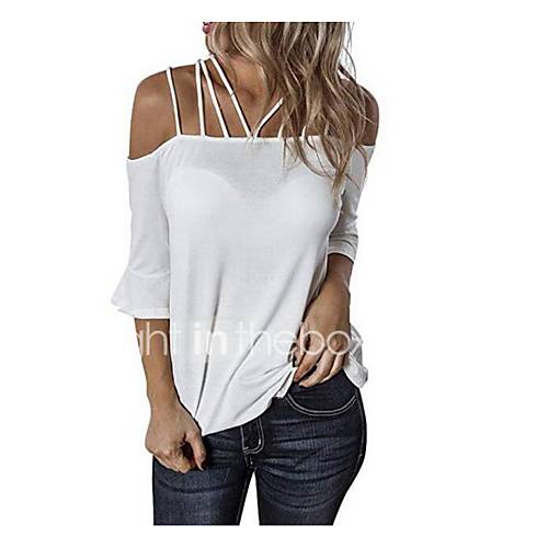 Dames Grote Maten T Shirt Effen Schouderafhangend Blozend Roze Xxxl huismerk kopen in de aanbieding