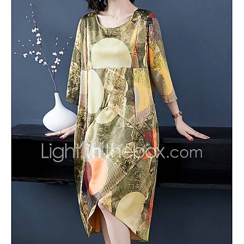 Dames Katoen Recht Jurk Asymmetrisch huismerk kopen in de aanbieding