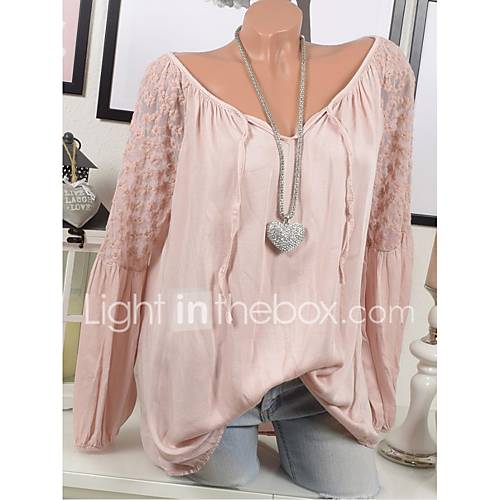 Dames Kant Patchwork T Shirt Effen Blozend Roze Xxxl huismerk kopen in de aanbieding