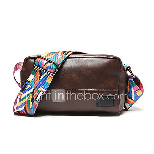 Unisex Tassen Pu Crossbodytas Rits Effen Kleur Zwart Koffie huismerk kopen in de aanbieding