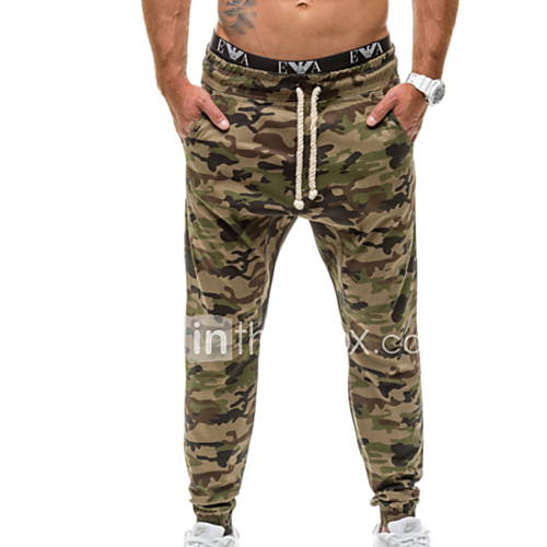 Heren Standaard Chinos Zwaar Katoen Broek Print Licht Blauw huismerk kopen in de aanbieding