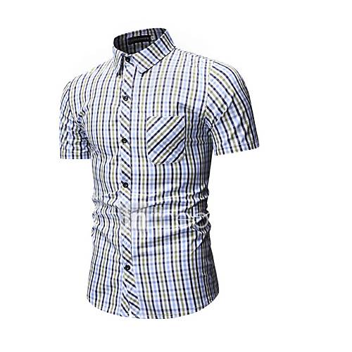 Heren Overhemd Blokken Blauw Xl huismerk kopen in de aanbieding