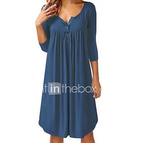 Dames Knielengte Een Lijnjurk Diep V Paars Wit Rood S M L Xl huismerk kopen in de aanbieding