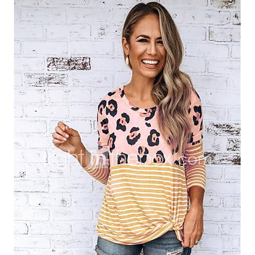 Dames T Shirt Gestreept Luipaard Zwart huismerk kopen in de aanbieding