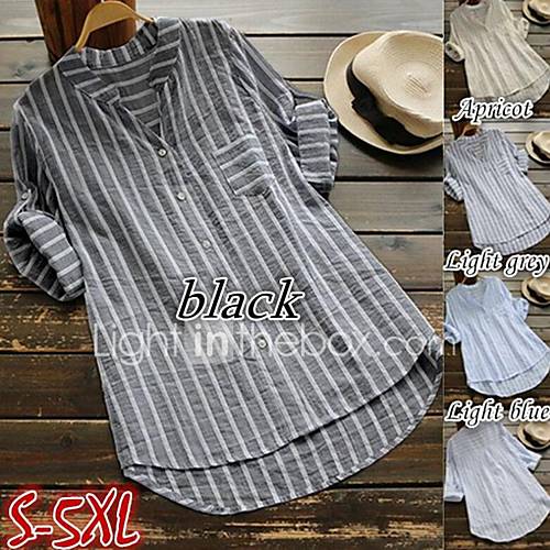 Dames Patchwork Overhemd Gestreept Licht Blauw Xxxl huismerk kopen in de aanbieding Dames Patchwork Overhemd Gestreept Licht Blauw Xxxl huismerk kopen in de aanbieding