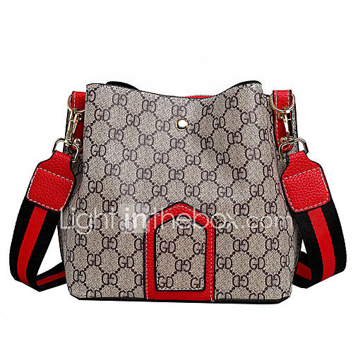 Dames Tassen Polyesteri Pu Crossbodytas Rits Raster Rood Blozend Roze Koffie huismerk kopen in de aanbieding