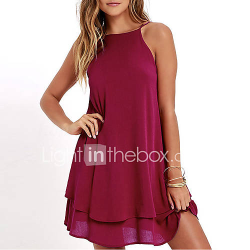 Dames Street Chic Chiffon Jurk Effen Mini huismerk kopen in de aanbieding Dames Street Chic Chiffon Jurk Effen Mini huismerk kopen in de aanbieding