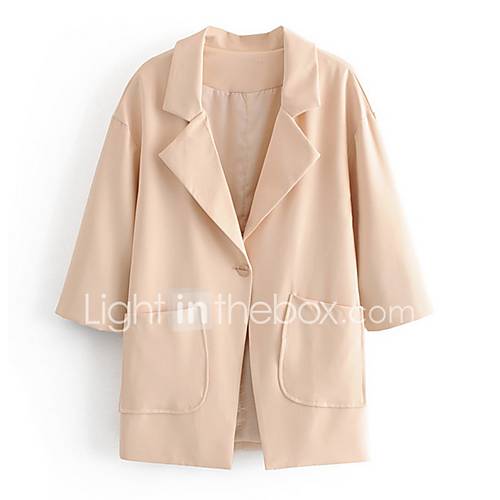 Dames Blazer Ingesneden Revers Polyester Beige Grijs S M huismerk kopen in de aanbieding