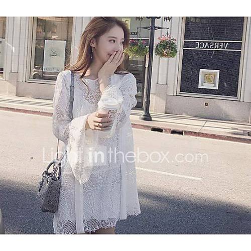 Dames Street Chic A Lijn Jurk Effen Kant Boven De Knie huismerk kopen in de aanbieding