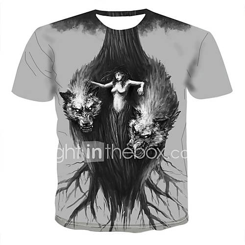 Heren Print T Shirt 3D Dier Cartoon Lichtgrijs Xxxxl huismerk kopen in de aanbieding