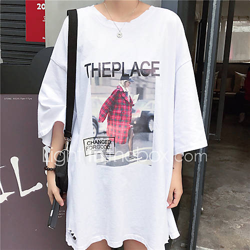 Dames Print T Shirt Cartoon Letter Klaver huismerk kopen in de aanbieding Dames Print T Shirt Cartoon Letter Klaver huismerk kopen in de aanbieding