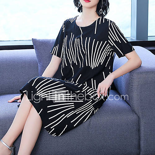 Dames Standaard Elegant Schede Jurk Gestreept Print Midi huismerk kopen in de aanbieding Dames Standaard Elegant Schede Jurk Gestreept Print Midi huismerk kopen in de aanbieding