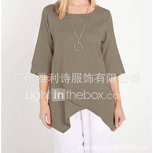 Dames Patchwork Overhemd Effen Grijs Xl huismerk kopen in de aanbieding