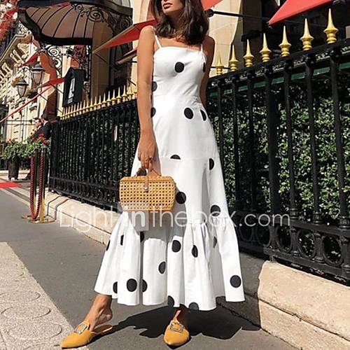 Dames Verfijnd Elegant Trompet Zeemeermin Jurk Polka Dot Patchwork Geborduurd Lace Trim Maxi huismerk kopen in de aanbieding Dames Verfijnd Elegant Trompet Zeemeermin Jurk Polka Dot Patchwork Geborduurd Lace Trim Maxi huismerk kopen in de aanbieding