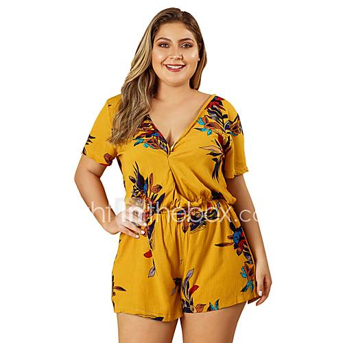 Dames Bodysuit Bloemen Geel Xxl huismerk kopen in de aanbieding