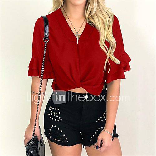 Dames Patchwork Overhemd Ruitjes Rood huismerk kopen in de aanbieding