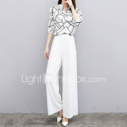 Dames Street Chic Verfijnd Set Pantalon Effen Ruitjes Blokken huismerk kopen in de aanbieding