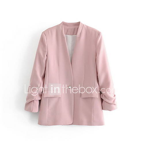 Dames Blazer V Hals Polyester Blauw Blozend Roze S M huismerk kopen in de aanbieding