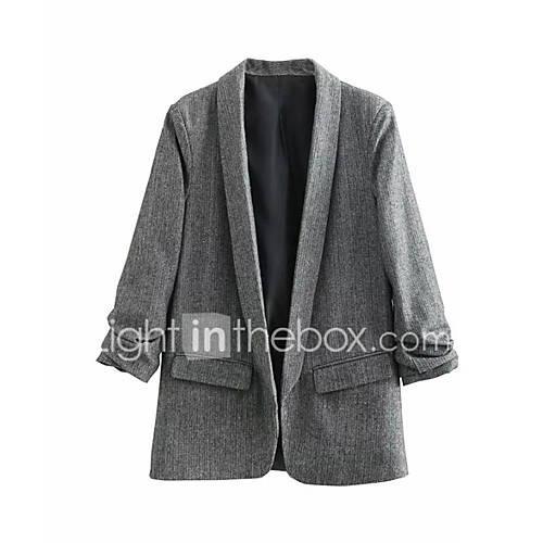 Dames Blazer Effen Ingesneden Revers Polyester Grijs S M huismerk kopen in de aanbieding