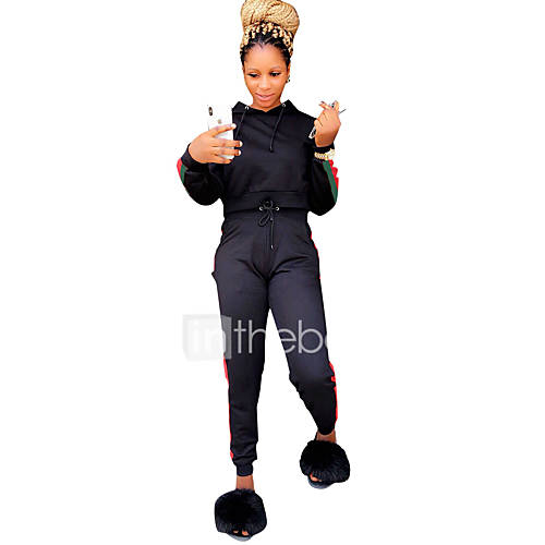 Dames Actief Street Chic Set Pantalon Patchwork Kleurenblok huismerk kopen in de aanbieding