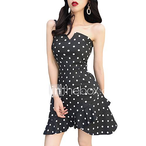 Dames Street Chic Elegant Trompet Zeemeermin Jurk Polka Dot Boven De Knie huismerk kopen in de aanbieding Dames Street Chic Elegant Trompet Zeemeermin Jurk Polka Dot Boven De Knie huismerk kopen in de aanbieding