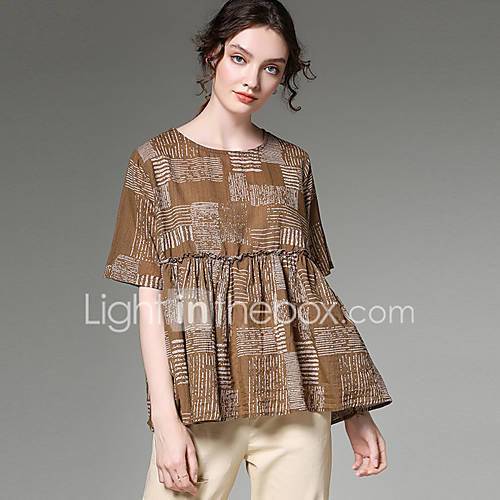 Dames Patchwork Blouse Kleurenblok Grijs Een Maat huismerk kopen in de aanbieding Dames Patchwork Blouse Kleurenblok Grijs Een Maat huismerk kopen in de aanbieding