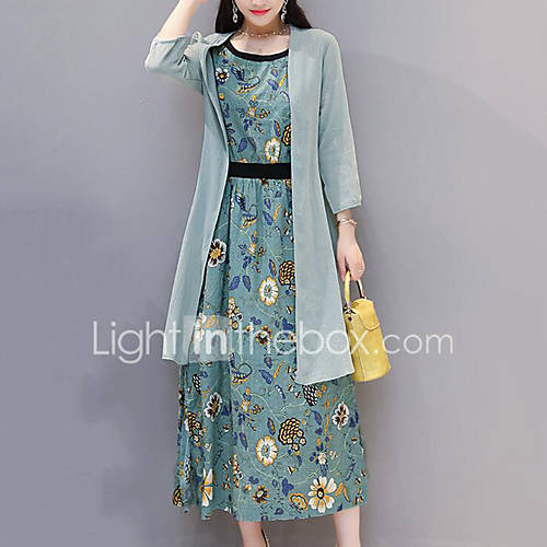 Dames Verfijnd Elegant Schede Chiffon Jurk Kleurenblok Geplooid Print Midi huismerk kopen in de aanbieding Dames Verfijnd Elegant Schede Chiffon Jurk Kleurenblok Geplooid Print Midi huismerk kopen in de aanbieding