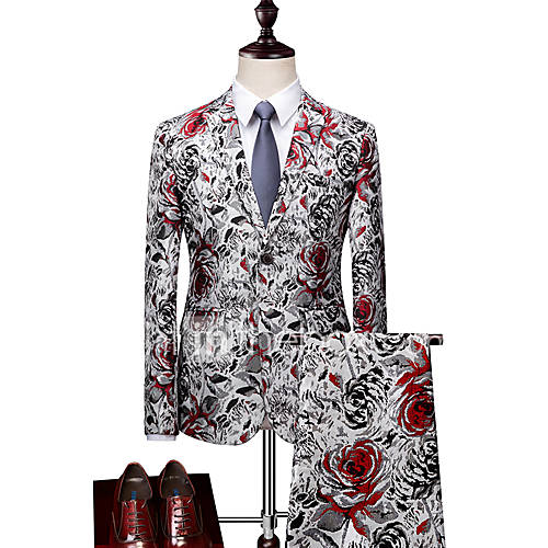 Smokings Getailleerd Standaard Pasvorm Inkeping Single Breasted Twee Knoops Polyester Bloemen Bloem Bloemenprint huismerk kopen in de aanbieding Smokings Getailleerd Standaard Pasvorm Inkeping Single Breasted Twee Knoops Polyester Bloemen Bloem Bloemenprint huismerk kopen in de aanbieding