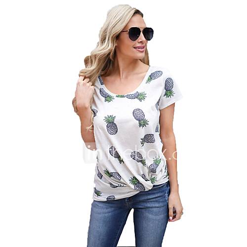 Dames Patchwork Print T Shirt Fruit Wit huismerk kopen in de aanbieding