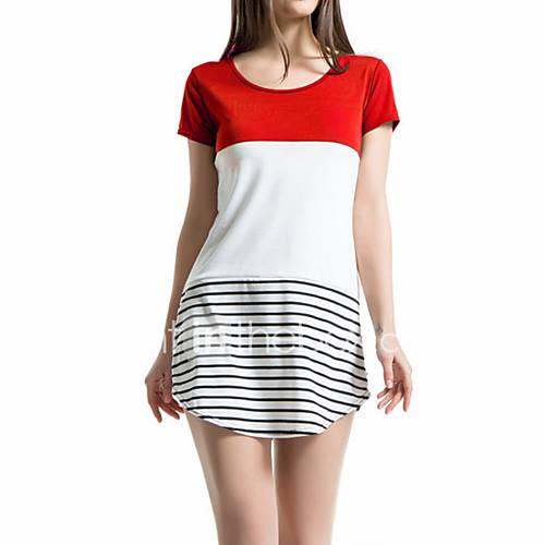 Dames Standaard Recht Jurk Gestreept Kleurenblok Boven De Knie huismerk kopen in de aanbieding