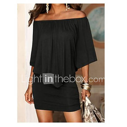 Dames Elegant Tweedelig Jurk Effen Blote Rug Tot De Knie huismerk kopen in de aanbieding