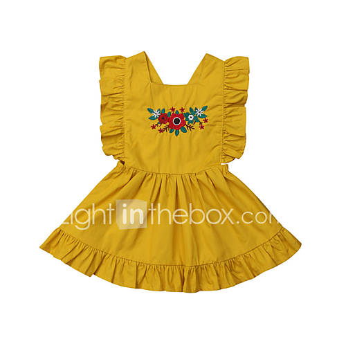Baby Meisjes Actief Standaard Print Mouwloos Katoen Jurk Geel huismerk kopen in de aanbieding