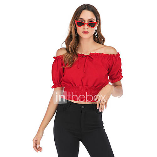 Dames Blouse Effen Rood Een Maat huismerk kopen in de aanbieding