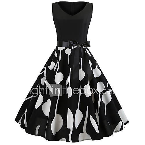 Dames Standaard Wijd Uitlopend Jurk Tot De Knie huismerk kopen in de aanbieding