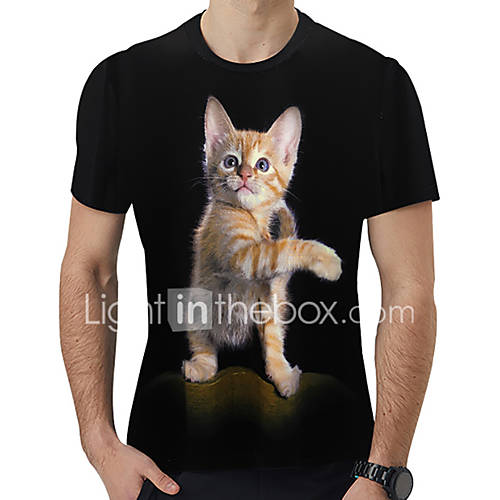 Heren Print T Shirt 3D Dier Cartoon Zwart Xl huismerk kopen in de aanbieding