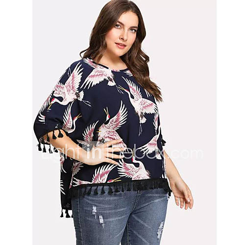 Dames Kwastje Print T Shirt Dier Zwart Xl huismerk kopen in de aanbieding