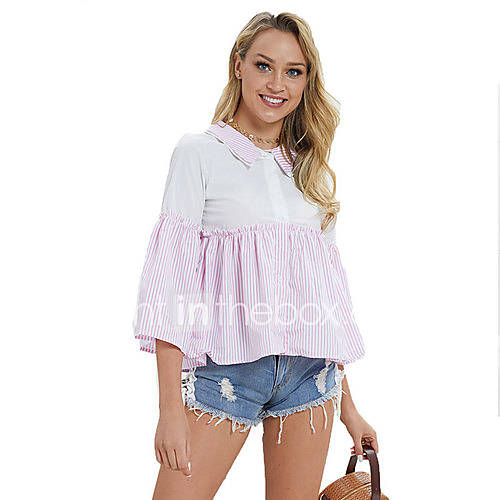 Dames Overhemd Gestreept Blozend Roze Een Maat huismerk kopen in de aanbieding