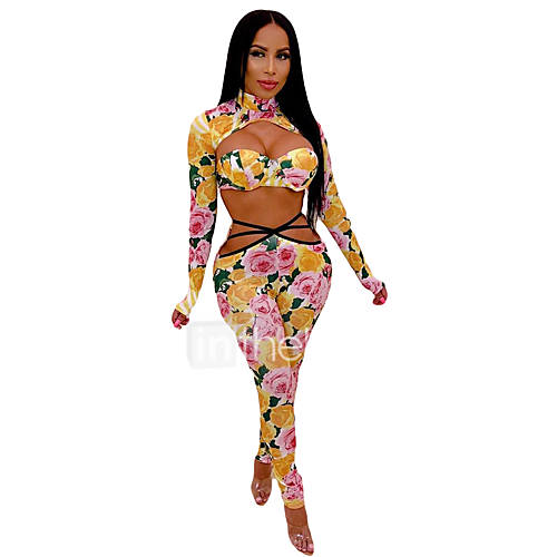 Dames Street Chic Verfijnd Set Pantalon Veters Print Bloemen huismerk kopen in de aanbieding