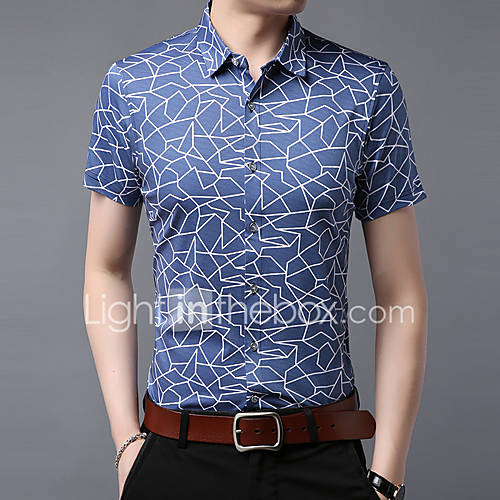 Heren Print Overhemd Geometrisch Blauw Xl huismerk kopen in de aanbieding Heren Print Overhemd Geometrisch Blauw Xl huismerk kopen in de aanbieding