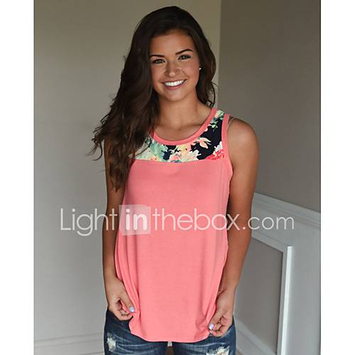 Dames Patchwork Print T Shirt Bloemen Rood Xl huismerk kopen in de aanbieding